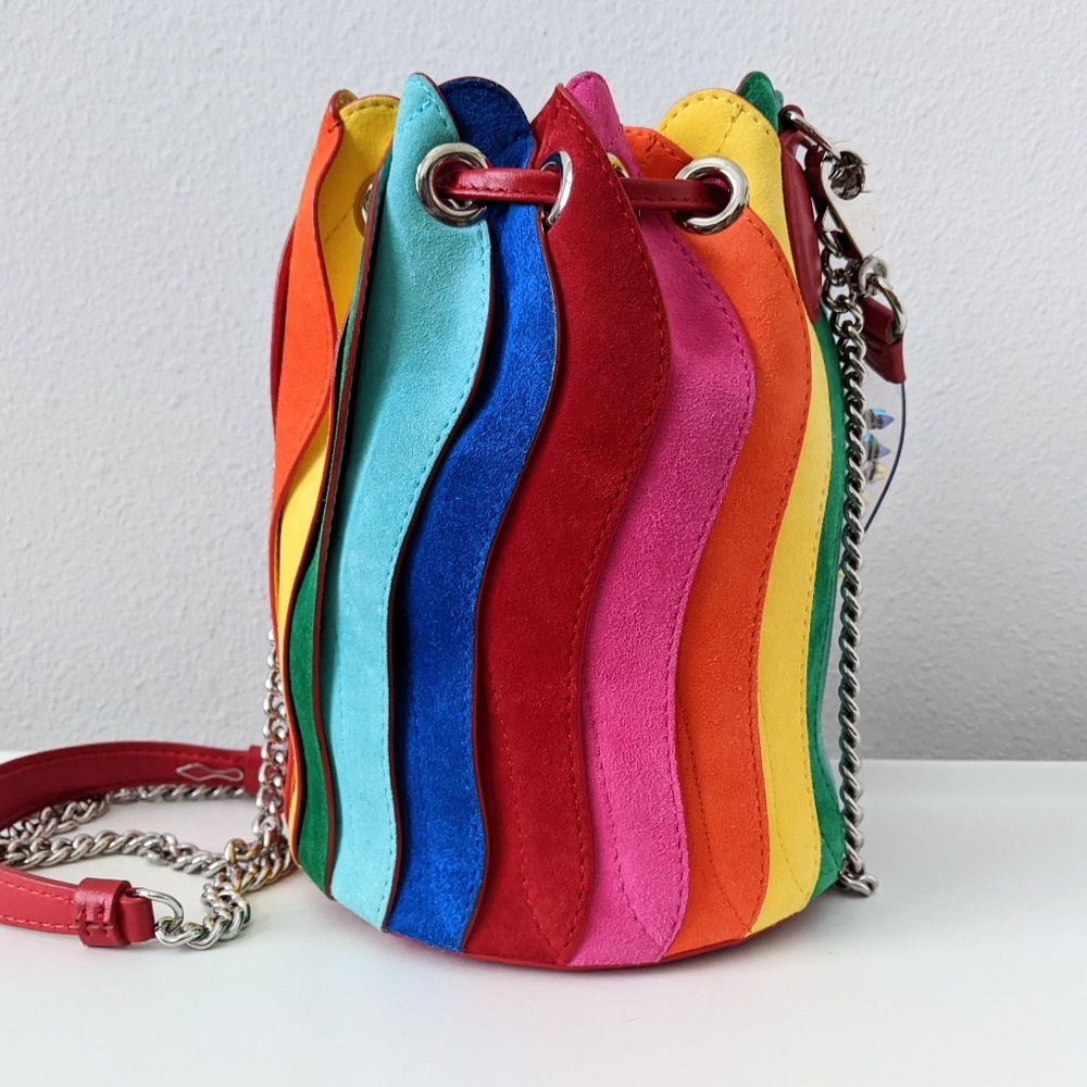 Christian Louboutin Suede Rainbow Marie Jane Bucket Bag - Picture 3 of 11